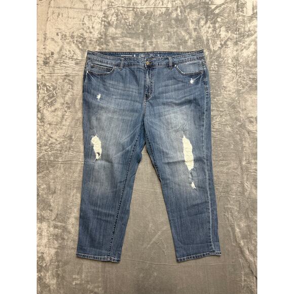 Jennifer Lopez Distressed Boyfriend Jeans Women's Size 20W Blue Denim - Picture 1 of 13